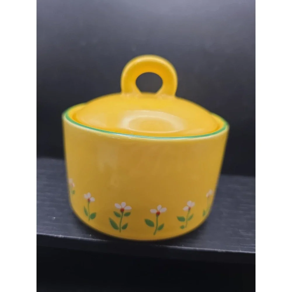 Vintage Teleflora Yellow Daisy Planter 1985 Flowers Sugar Decor Spring
